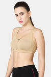 Vstar Cotton Front Open Sports Bra - Beige Skin — thumbnail 2